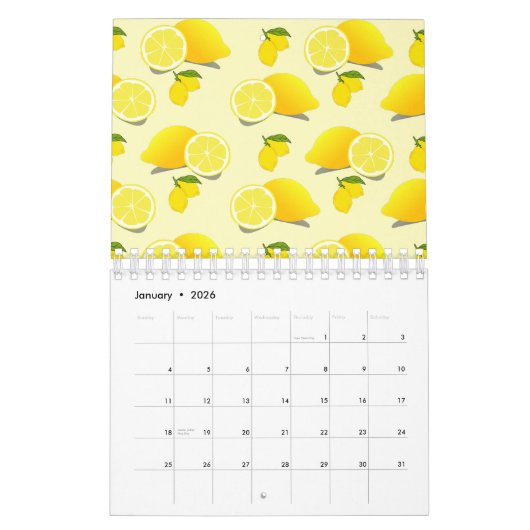 Yellow Lemon Pattern Kalender (Jan 2026)