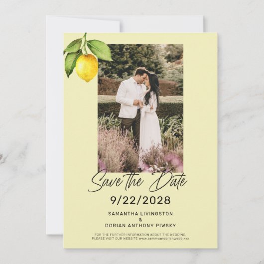 Yellow Lemon Save The Date (Voorkant)