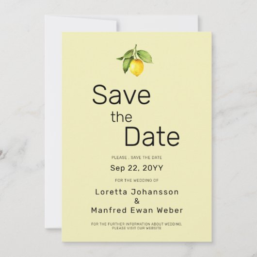 Yellow Lemon Save The Date (Voorkant)