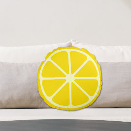 Yellow Lemon Slice Fun Citrus Rond Sierkussen Rond Kussen