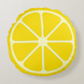 Yellow Lemon Slice Fun Citrus Rond Sierkussen Rond Kussen (Voorkant)