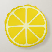 Yellow Lemon Slice Fun Citrus Rond Sierkussen Rond Kussen (Achterkant)