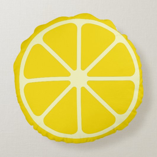 Yellow Lemon Slice Fun Citrus Rond Sierkussen Rond Kussen (Achterkant)