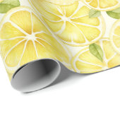 Yellow Lemon Slices Waterverf Cadeaupapier (Rol Hoek)