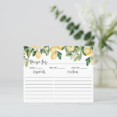 Yellow Lemon Tree Cooking Recept Kaart (Staand voorkant)