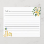 Yellow Lemon Tree Cooking Recept Kaart (Achterkant)