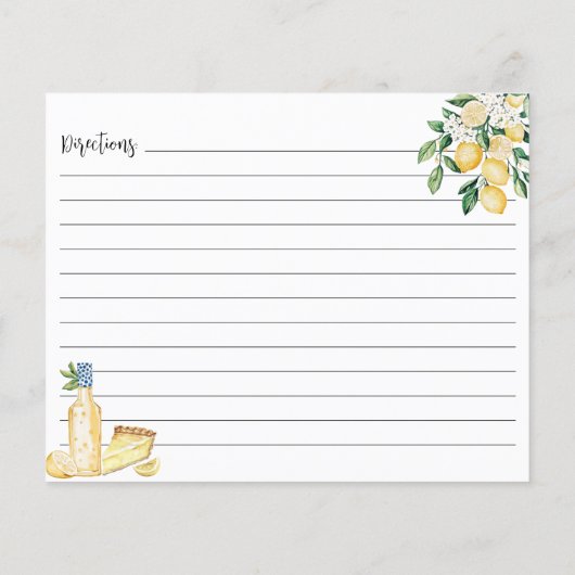 Yellow Lemon Tree Cooking Recept Kaart (Achterkant)