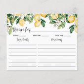 Yellow Lemon Tree Cooking Recept Kaart (Voorkant)