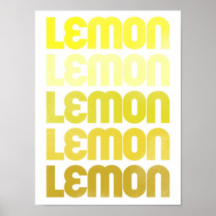 Yellow Lemon Typography Kitchen Art herhalen Poster