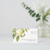 Yellow Lemon verlaat Bruiloft RSVP Online Website Visitekaartje (Staand voorkant)