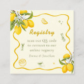 Yellow Lemon Vrijgezellenfeest Registry QR-code Informatiekaartje (Voorkant)