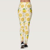 Yellow Lemon Watercolor Citrus Pattern Leggings (Achterkant)