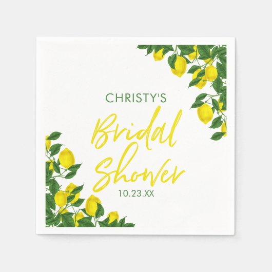 Yellow Lemon Waterverf Vrijgezellenfeest Servet (Voorkant)