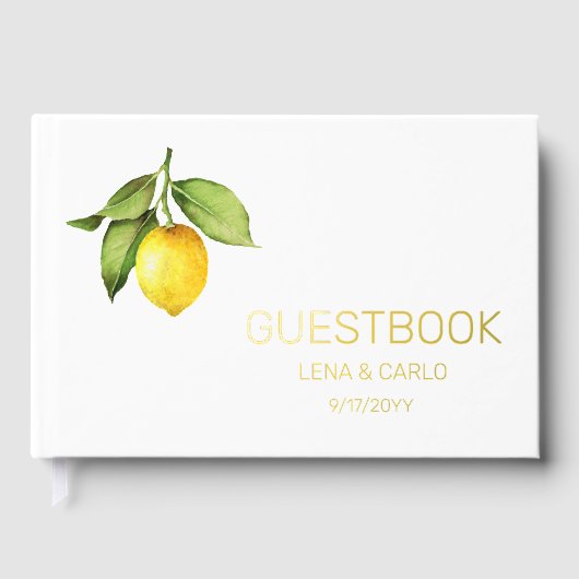Yellow Lemon Wedding Guest Book Gastenboek (Voorkant)