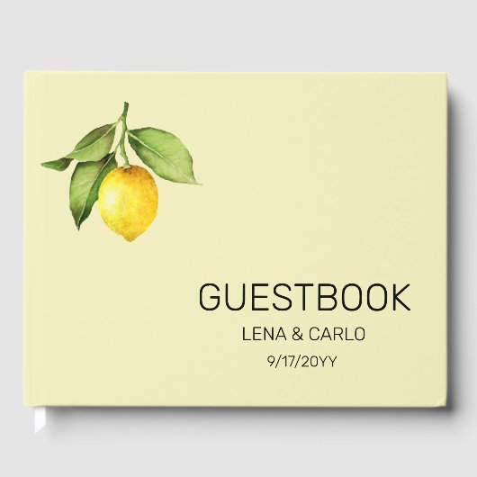 Yellow Lemon Wedding Guest Book Gastenboek (Voorkant)