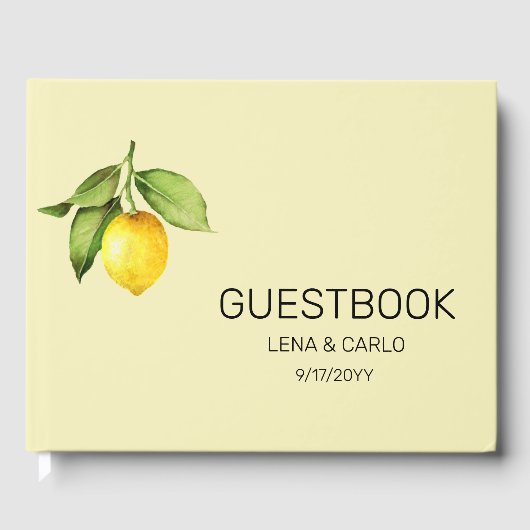 Yellow Lemon Wedding Guest Book Gastenboek (Voorkant)