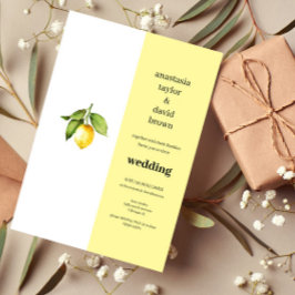 Yellow Lemon Wedding Invitation Kaart