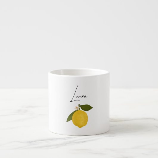 Yellow Lemon with Green Leaves | Fresh Citrus  Espresso Kop (Voorkant)