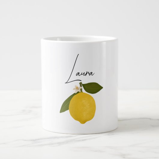 Yellow Lemon with Green Leaves | Fresh Citrus  Grote Koffiekop (Voorkant)