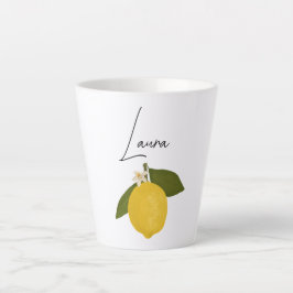 Yellow Lemon with Green Leaves | Fresh Citrus  Latte Mok