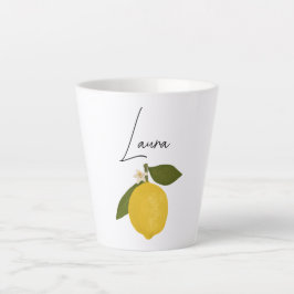 Yellow Lemon with Green Leaves | Fresh Citrus  Latte Mok