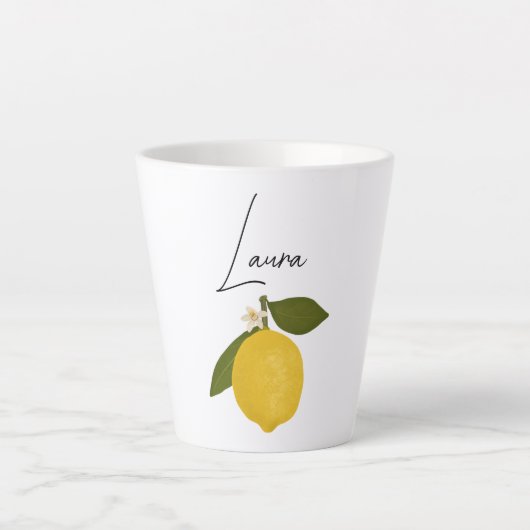 Yellow Lemon with Green Leaves | Fresh Citrus  Latte Mok (Voorkant)