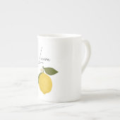 Yellow Lemon with Green Leaves | Fresh Citrus Porselein Kop (Voorkant rechts)