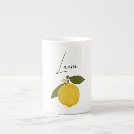 Yellow Lemon with Green Leaves | Fresh Citrus  Porselein Kop