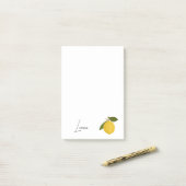 Yellow Lemon with Green Leaves | Fresh Citrus Post-it® Notes (Op bureau)