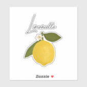 Yellow Lemon with Green Leaves | Fresh Citrus Sticker (Vel)