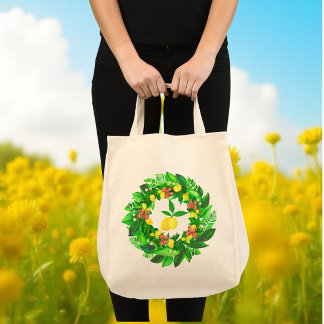Yellow Lemon Wreath  Tote Bag