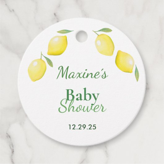 Yellow Lemons Baby shower Bedankjes Labels (Voorkant)