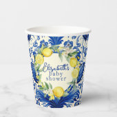 Yellow Lemons Blue Tegel Citroen Baby shower Papieren Bekers (Voorkant)