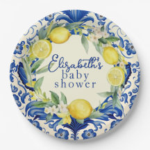 Yellow Lemons Blue Tegel Citroen Baby shower