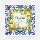 Yellow Lemons Blue Tegel Citroen Baby shower Servet (Voorkant)