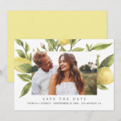Yellow Lemons Boho Wedding Photo bewaart de datum Aankondiging (Voorkant / Achterkant)
