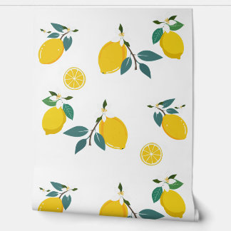 yellow lemons branches behang