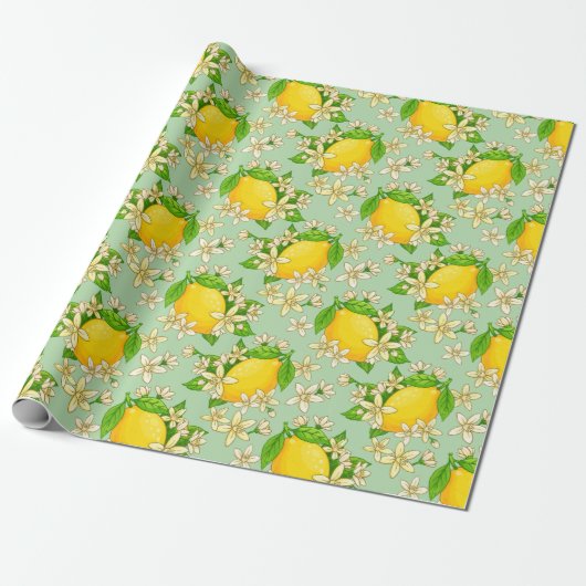 yellow lemons cadeaupapier (Uitgerold)