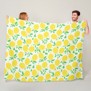 Yellow Lemons Fleece Blanket Deken