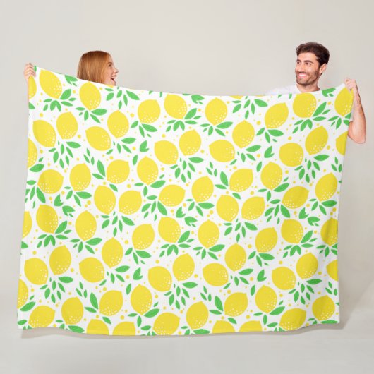 Yellow Lemons Fleece Blanket Deken (In situ)