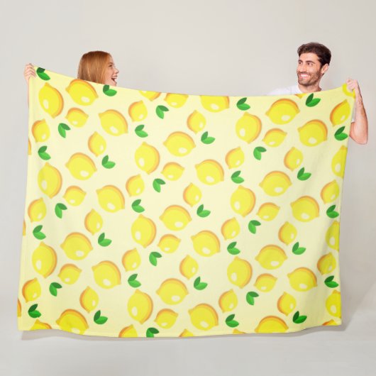 Yellow Lemons Fleece Blanket Deken (In situ)