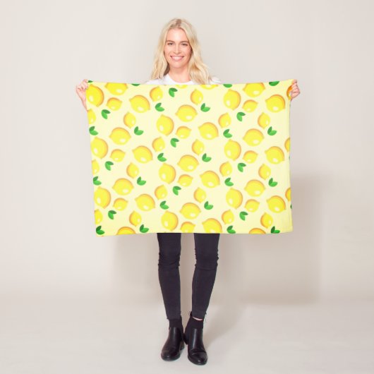 Yellow Lemons Fleece Blanket Deken (In situ)