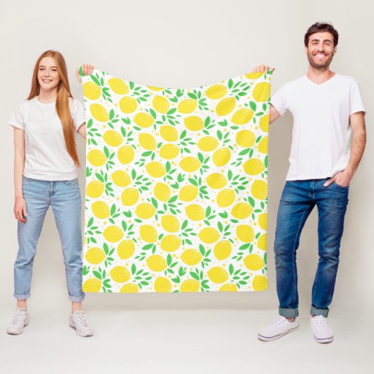 Yellow Lemons Fleece Blanket Deken (In situ)