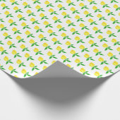 Yellow Lemons Green Leaves White Background Cadeaupapier (Hoek)