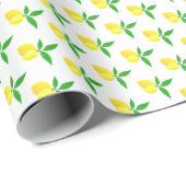 Yellow Lemons Green Leaves White Background Cadeaupapier (Rol Hoek)