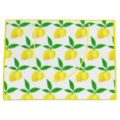 Yellow Lemons Green Leaves White Background Groot Cadeauzakje (Voorkant)