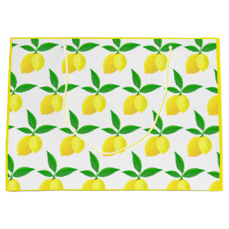 Yellow Lemons Green Leaves White Background Groot Cadeauzakje
