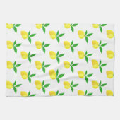 Yellow Lemons Green Leaves White Background Theedoek (Horizontaal)