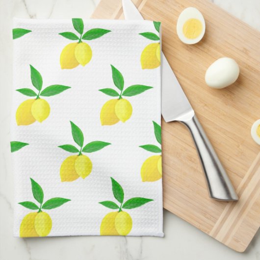 Yellow Lemons Green Leaves White Background Theedoek