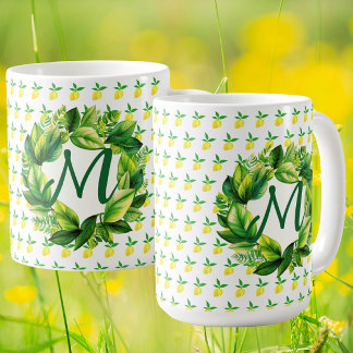 Yellow Lemons Monogram  Koffiemok